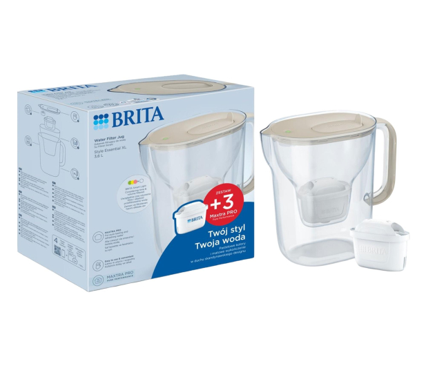 Brita Dzbanek Essential XL piaskowy + 3 wkłady filtrujące MAXTRAPR - 1511925 - zdjęcie 10